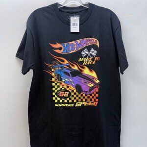Hybrid Apparel Hot Wheels T-Shirt Men's Size M Made To Race Print Black Mattel